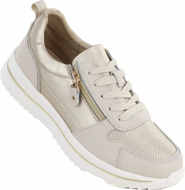 Këpucë të ulëta për femra eVento 9784, bezhë dhe ari