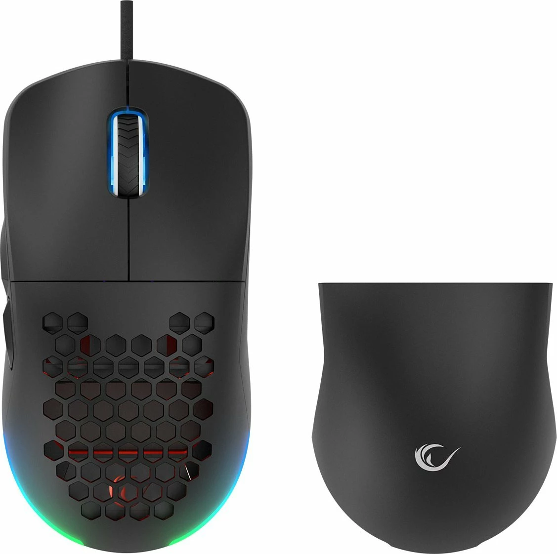Maus gaming Rampage Blink (BLINK-BLACK) 12800 DPI RGB USB me kabllo, i zi, me kapakë ndërrues