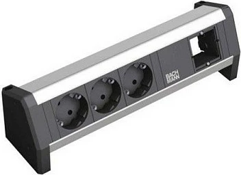 Zgjatues tavoline Bachmann DESK 1, 3x Schuko (Type F), GST18, 230V, 16A, e zezë/argjend