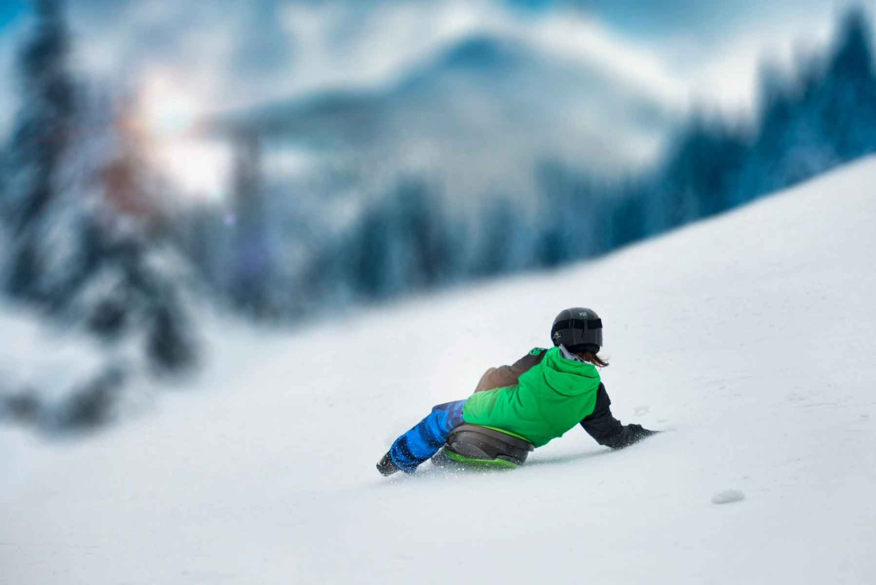 Ski bob Gizmo Riders SKIDRIFTER 74x46x25 cm, deri 90 kg, jeshile mistike