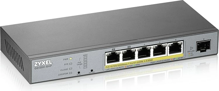 Switch Zyxel GS1350-6HP, Managed L2, Gigabit Ethernet, PoE, Gri