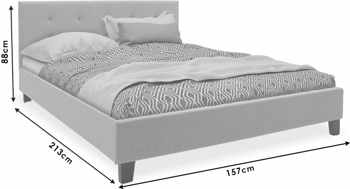 Krevat dopio Mago, stof fildishi, 150x200cm