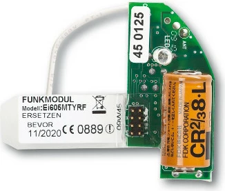 Modul RF për alarm tymi/nxehtësie Busch-Jaeger BJ 6828, 868 MHz, rreze 100 m, bateri 10 vjet, bardhë/gjelbër