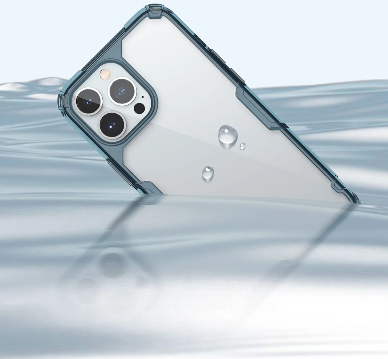 Mbështjellës Nillkin Nature Pro për iPhone 14 Pro, i fortifikuar, Kaltër/Transparent