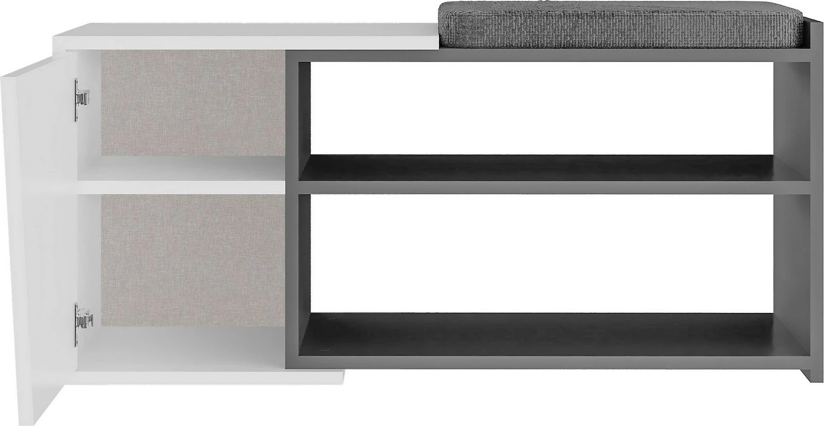 Dollap këpucësh me ulëse Fiona, Skye Decor, antracit, e bardhë