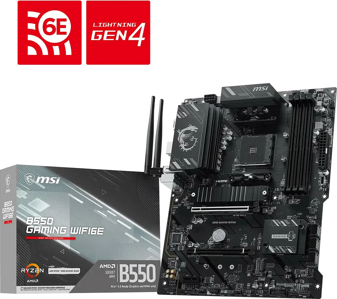 Pllakë amë MSI B550 Gaming WiFi6E, Socket AM4, ATX, DDR4, e zezë