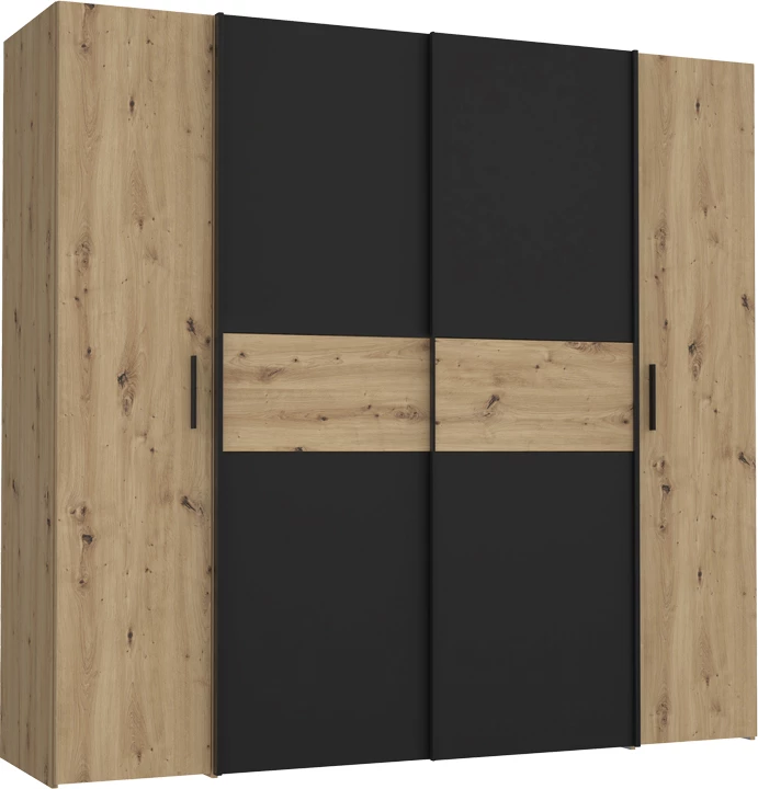 Dollap Bekerk, melaminë, ngjyrë e zezë-lisi, 200x61.5x190.5cm