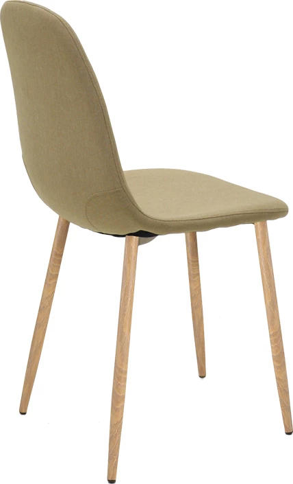 Karrige ngrënieje Bella, set prej 4 copë, stof bezhë, këmbë metalike ngjyrë natyrale, 43.5x52x89cm