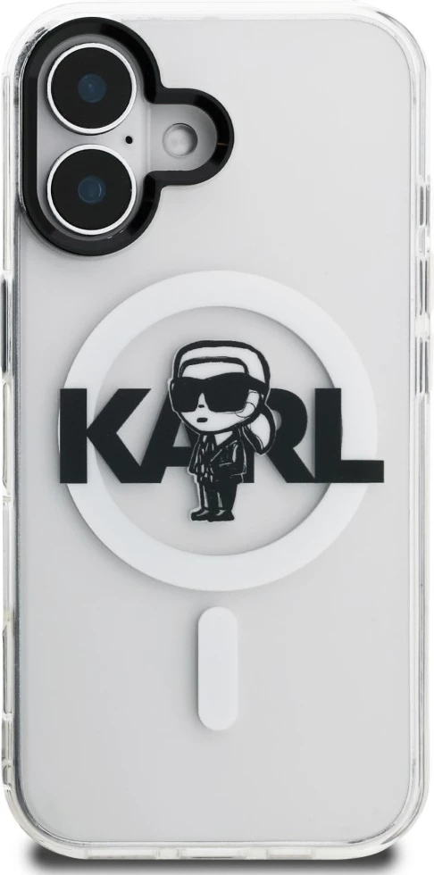 Mbështjellës Karl Lagerfeld IML Karl Sketch Logo MagSafe për iPhone 16, TPU/PC, transparent, me kuti