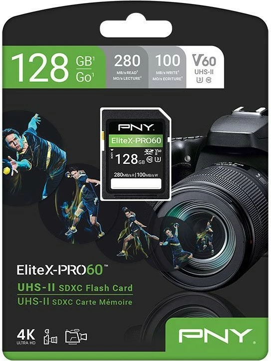 SD kartelë PNY EliteX-PRO60 128GB, Class 10, UHS-II, e zezë