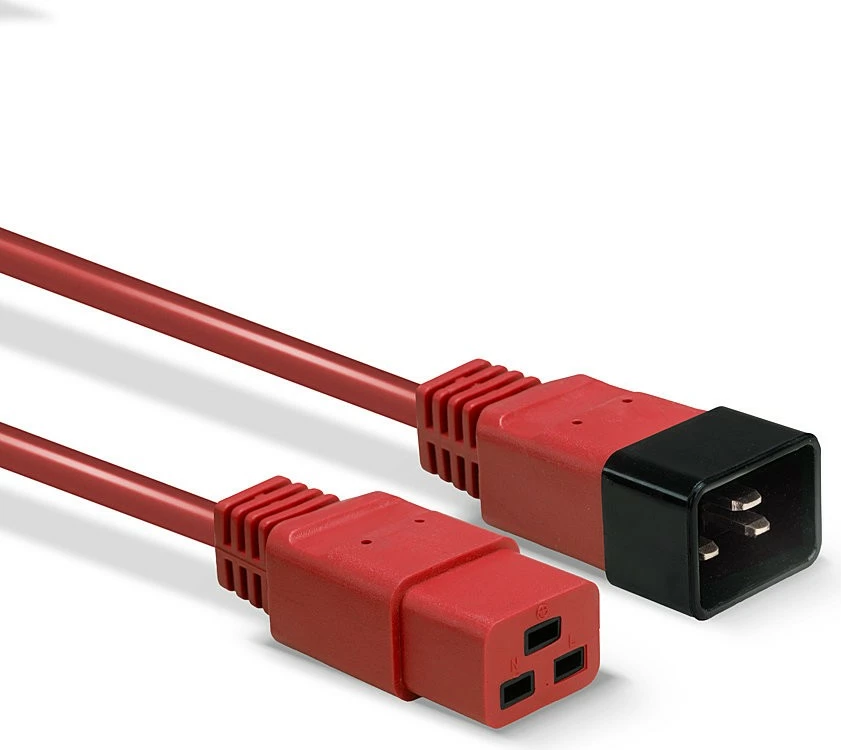 Kabllo zgjatues energjie LINDY IEC C19 në C20, 3m, e kuqe