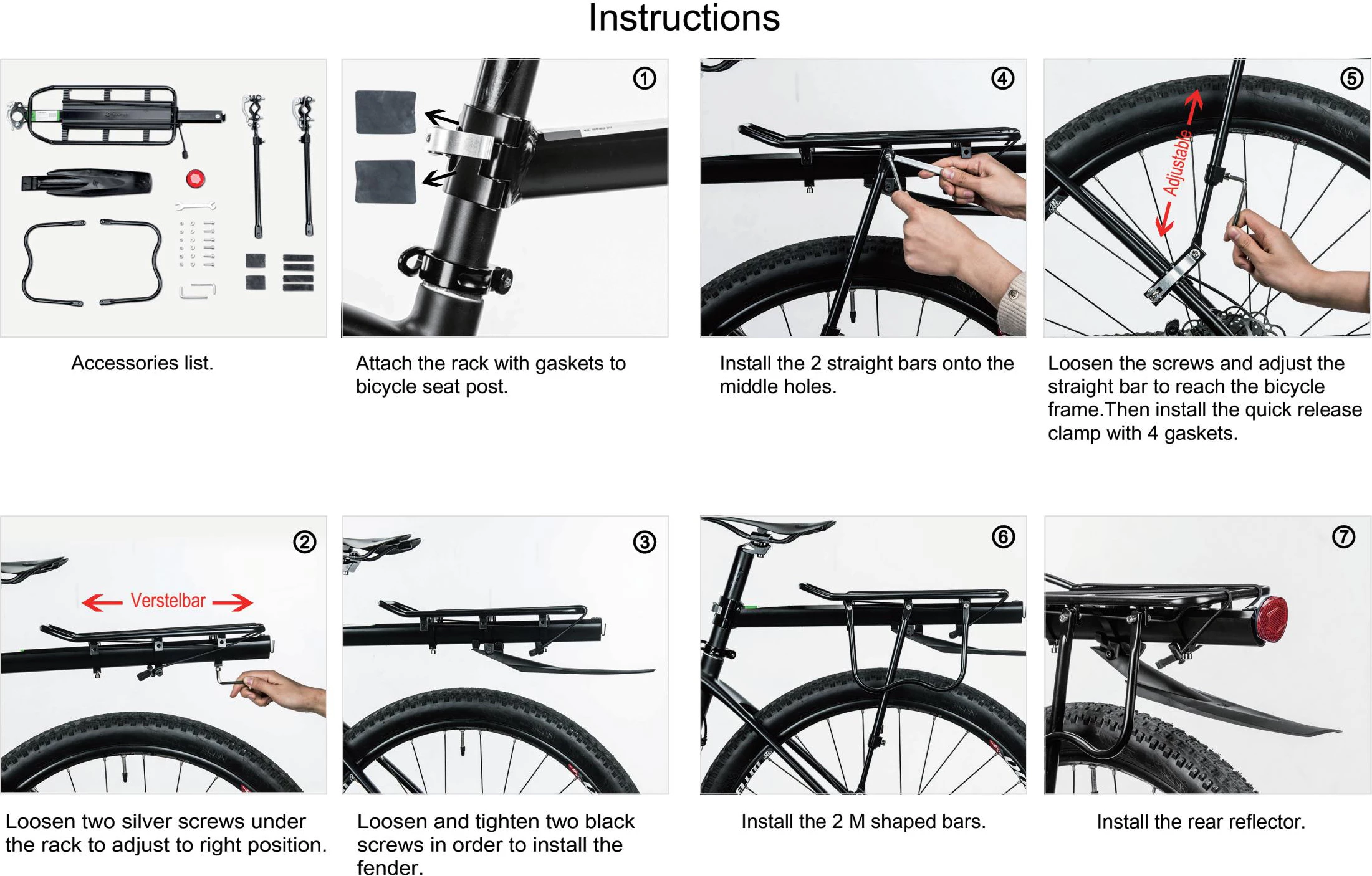 Raft biçiklete Rockbros 33210004001 me rafte dhe dritë LED, e zezë