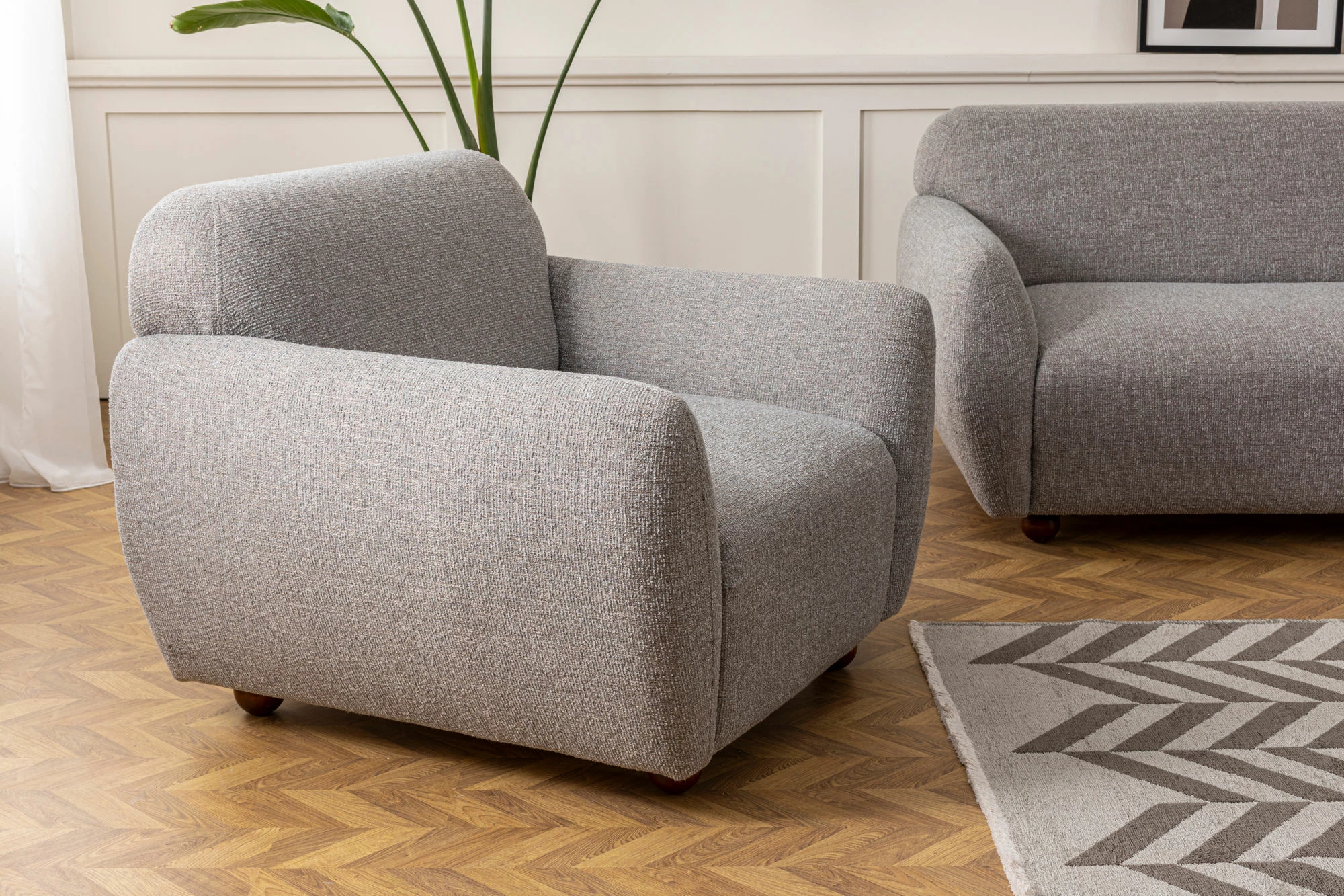 Divan treshe, ngjyrë gri e çelët, Atelier del Sofa, Eddy