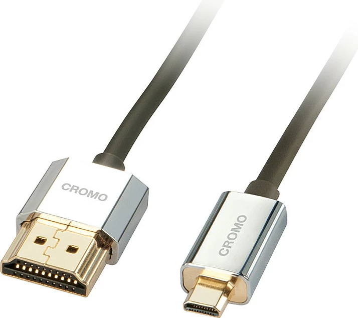 Kabllo HDMI në Micro HDMI LINDY CROMO Slim High Speed, 2m, 4K, Ethernet, e zezë