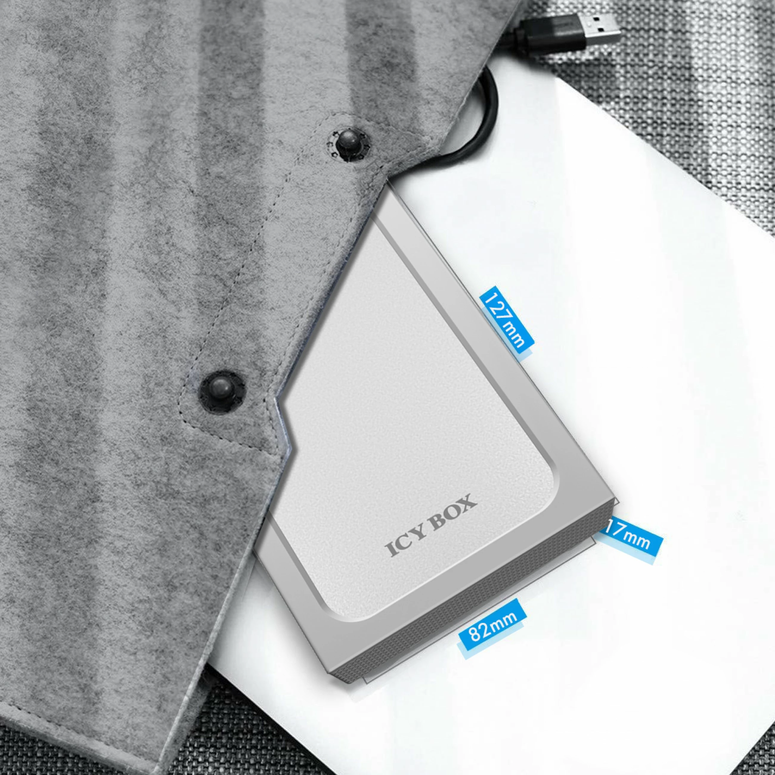 Kuti e jashtme HDD/SSD ICY BOX IB-241WP, 2.5", USB 3.2, alumini, anthracite/silver