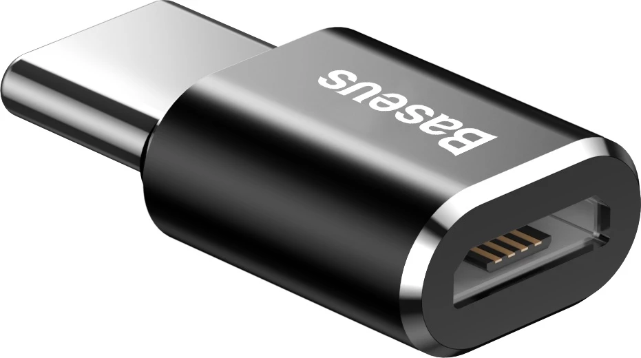 Adapter Baseus Mini CAMOTG-01, micro USB në USB-C, i zi