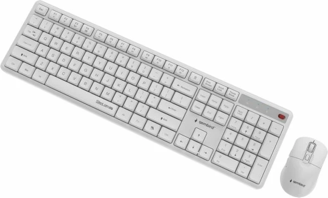 Tastierë dhe mi pa kabllo Gembird Silent Key Pro Business, të bardha, set