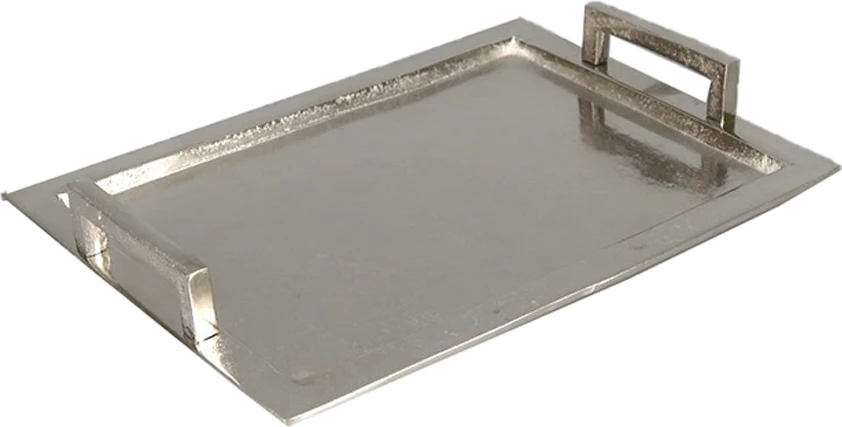 Tabaka dekorative Barra, alumin, argjendtë, 35x25x5cm