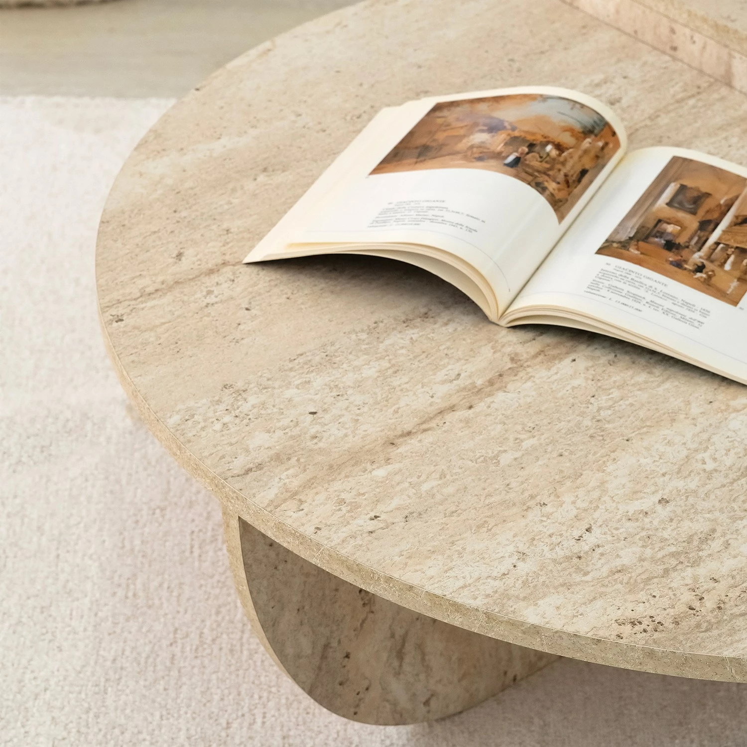 Tavolinë kafeje Hanah Home, Podium, ngjyrë travertine