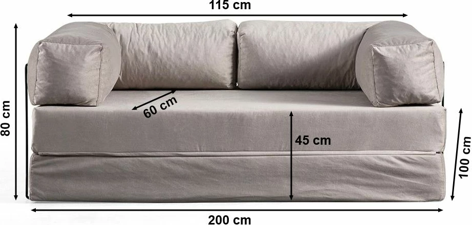 Divan-krevat dy vendësh, ngjyrë gri e çelët, Atelier del Sofa, Via Con