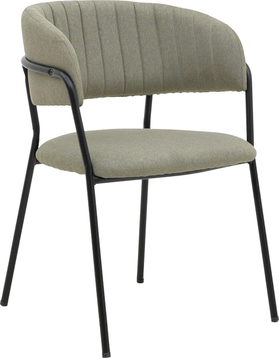 Karrige Morel, stof gri, këmbë metalike të zeza, 55x55x76cm, set prej 2 copësh