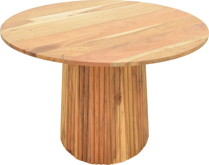 Tavolinë e rrumbullakët Tully, dru akacie i fortë, ngjyrë natyrale, D120x75cm