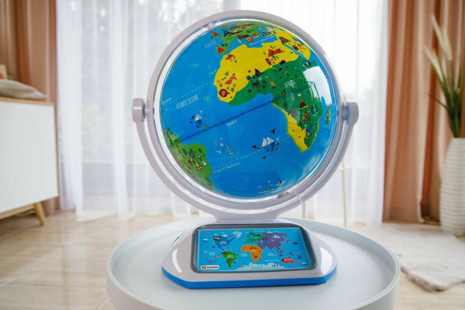 Globus interaktiv edukativ Dante PlayShifu Orboot Explorer, AR me aplikacion, stilolaps UV, bateri të integrume, blu/jeshil