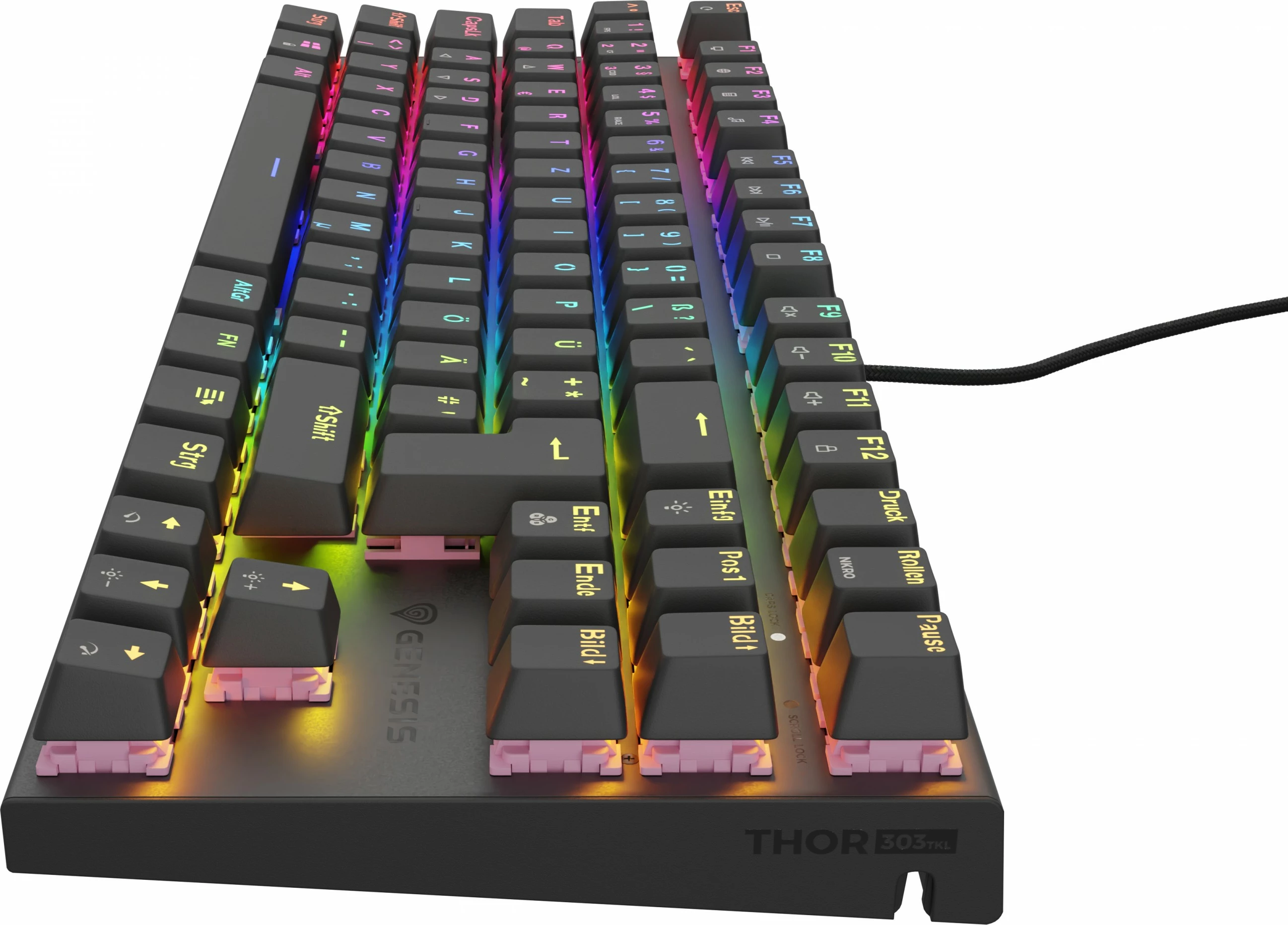 Tastierë gaming Genesis THOR 303 TKL, mekanike, RGB, QWERTZ, e zezë