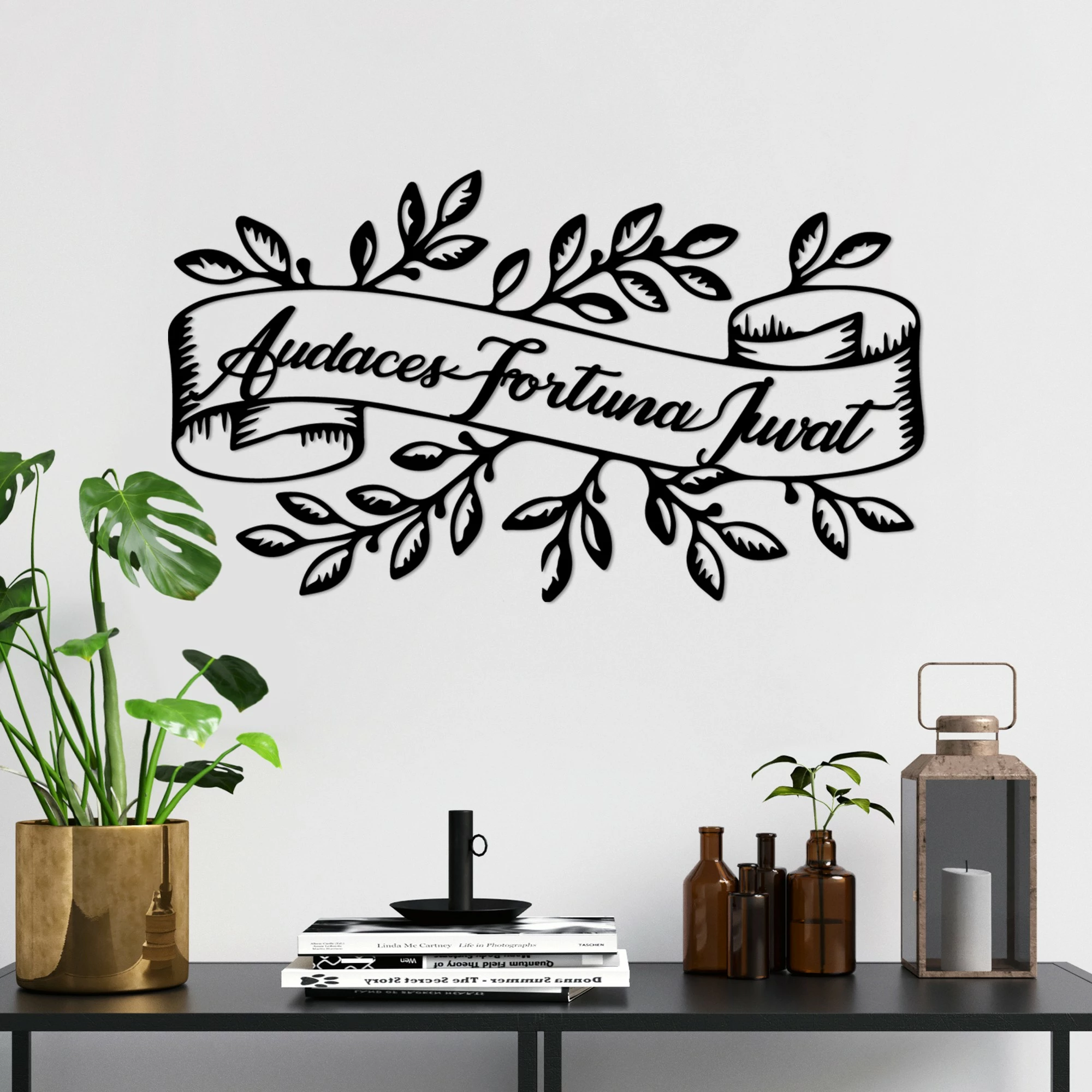 Aksesor dekorativ metalik për mur, Wallity Audaces Fortuna 2, ngjyrë e zezë, 55x32cm