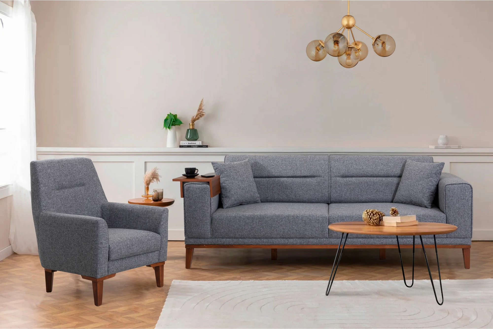 Set divan-krevat Atelier del Sofa, Liones, ngjyrë gri e errët