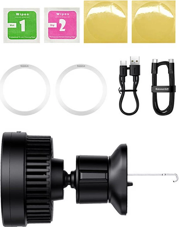 Mbështjellës magnetik për veturë Baseus MagPro 15W, i zi
