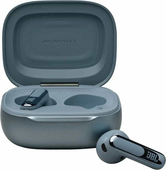 Kufje JBL Live Flex 3, ANC, Bluetooth 5.3, 50 orë, kasë me ekran 1.45\", karikim wireless, me mikrofon, blu