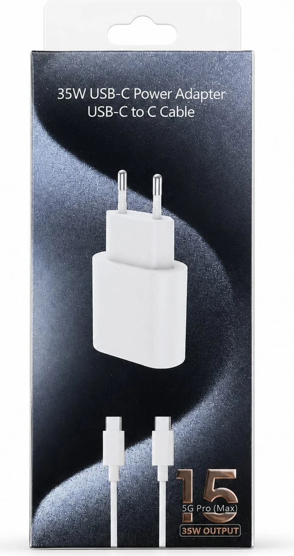 Karikues USB-C 35W me Kabllo USB-C në USB-C 1 m - Adapter Rryme me Prizë EU