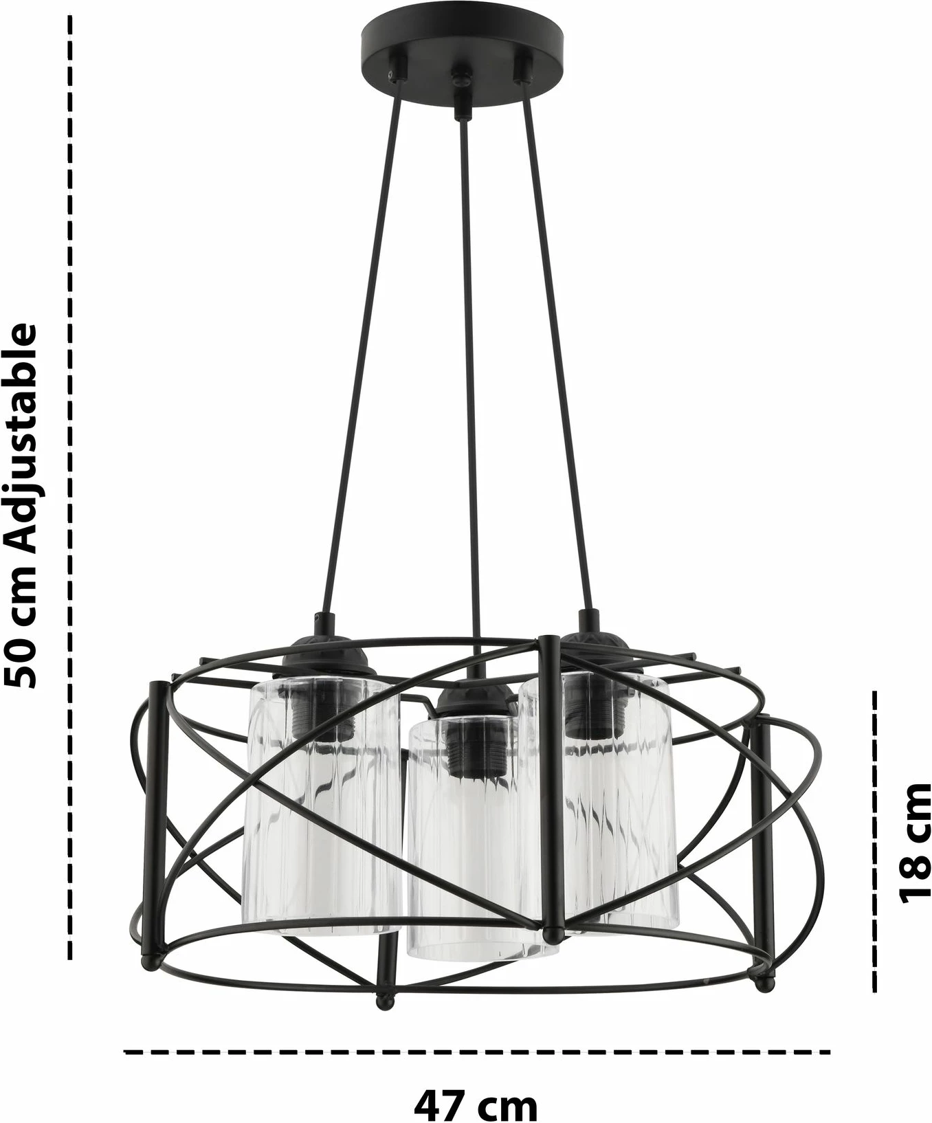Llambë tavani Opviq, xham Dratkruh, e zezë, transparente