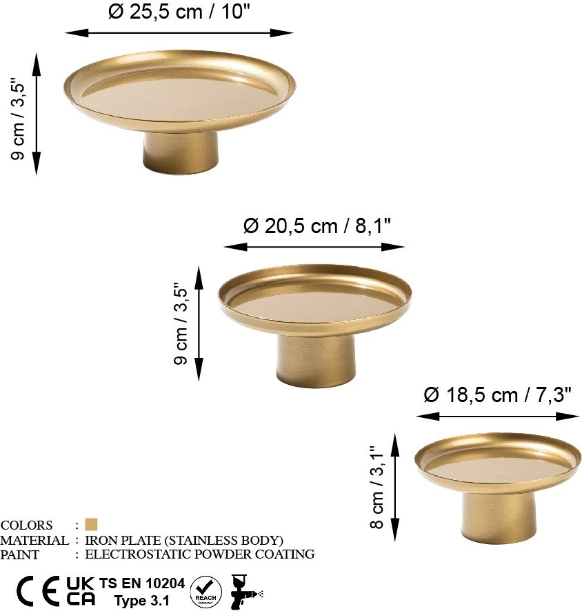 Aksesor dekorativ metalik Aberto Design, Nısıros-B, ngjyrë ari