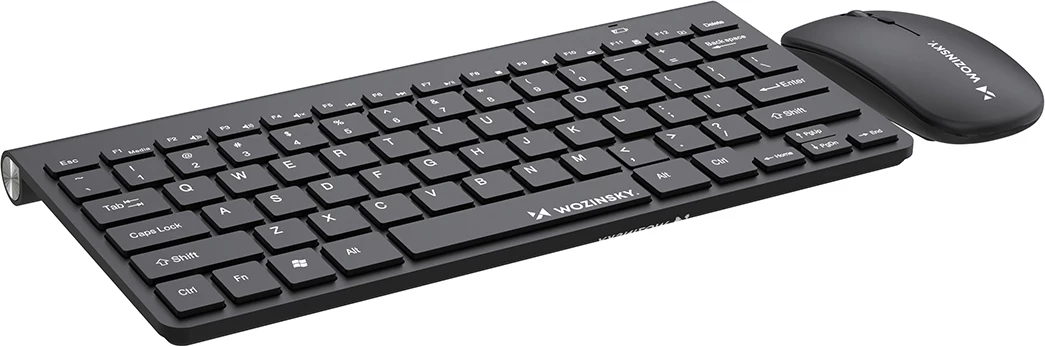 Tastierë pa kabllo + Maus kompakt, Wozinsky WZKM-078, 2.4 GHz me prijës USB-A, rreze 10 m, e zezë, set