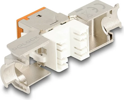 Modul Keystone DeLOCK RJ45 Cat.6A me LSA pa vegla, set 10 copë, portokalli
