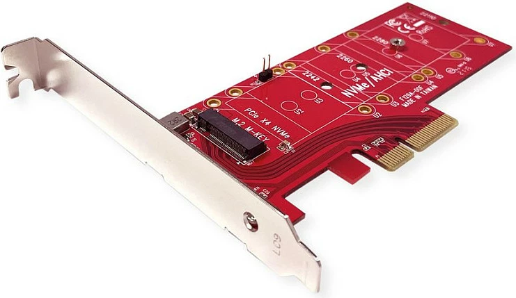 Adapter PCIe ROLINE 15.06.2196 për SSD NVMe (M.2), PCIe 4.0, 3.3V 5A, e kuqe
