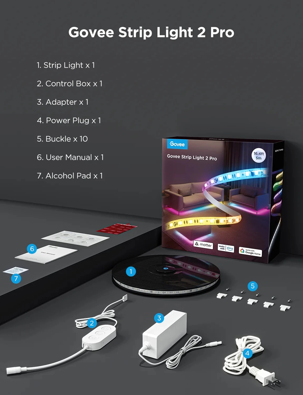 Shirit LED smart Govee Strip Light 2 Pro H61F5 5m RGBWW
