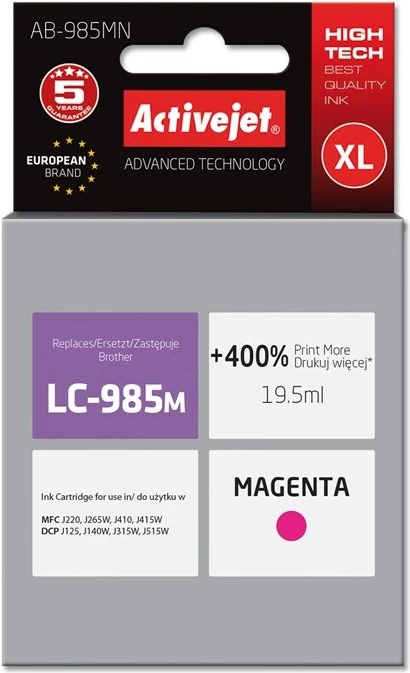 Ngjyrë zëvendësuese Activejet AB-985MN për printer Brother, 19.5ml, e vjollcë 