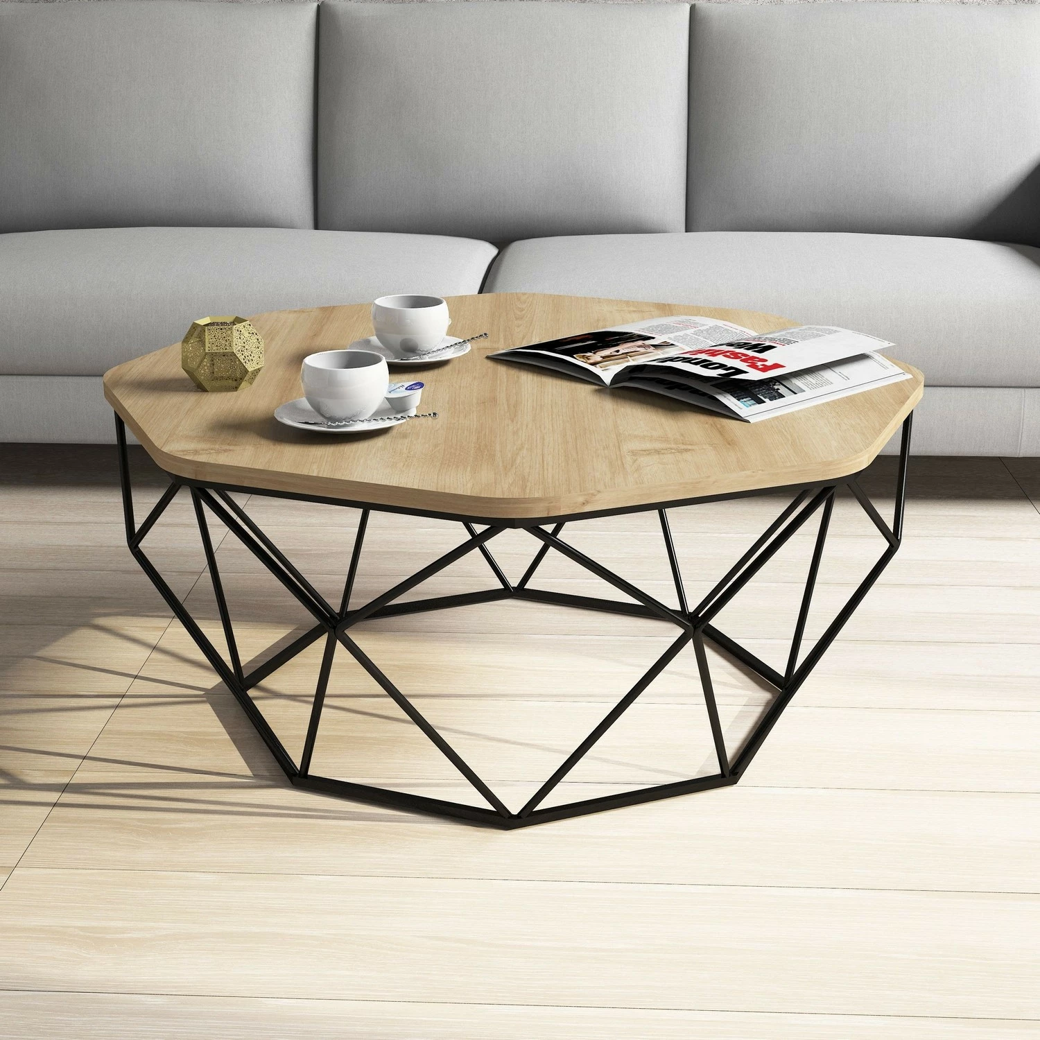 Tavolinë kafeje Skye Decor, model Diamond, ngjyrë lisi