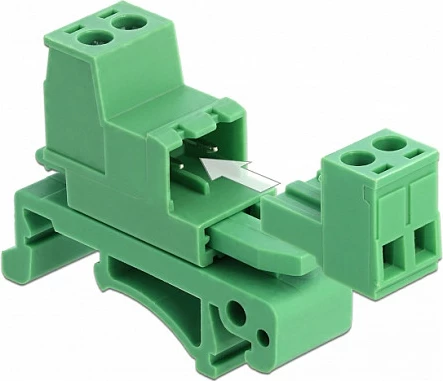 Bllok terminal DeLOCK 66078, montim DIN rail 35 mm, 2-pin, 320 V, i gjelbër