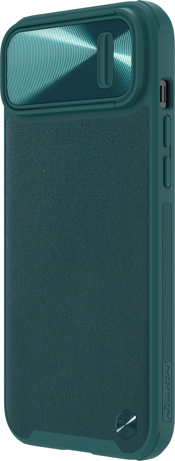 Mbështjellës Nillkin CamShield Leather S Case për iPhone 14 Plus, me kapak kamere, Jeshil