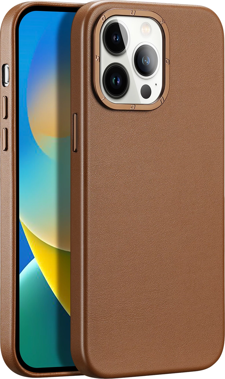 Mbështjellës Dux Ducis Grit për iPhone 14 Pro Max, eco leather, MagSafe, Kafe
