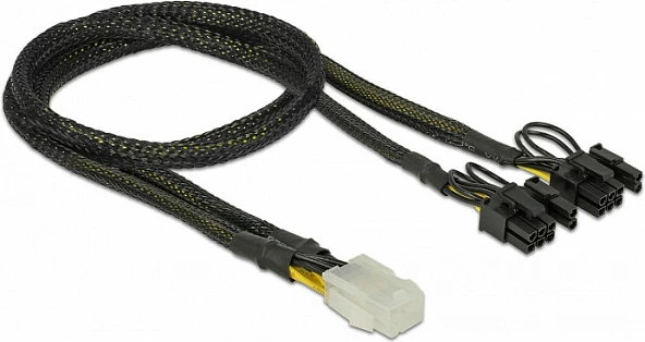 Kabllo rryme PCIe DeLOCK 85455, 6-pin në 2x 6+2-pin, 0.3 m, e zezë