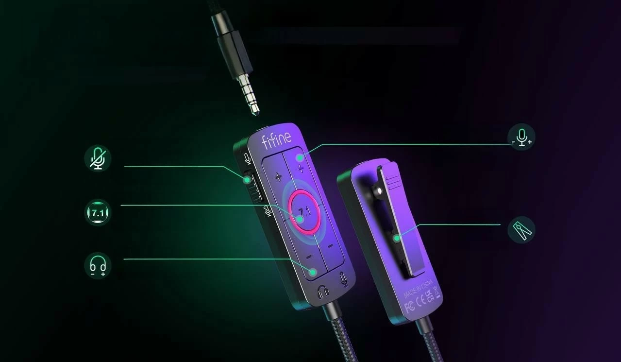 Kufje Fifine H9, 7.1 Surround, USB + 3.5mm, me mikrofon, të zeza