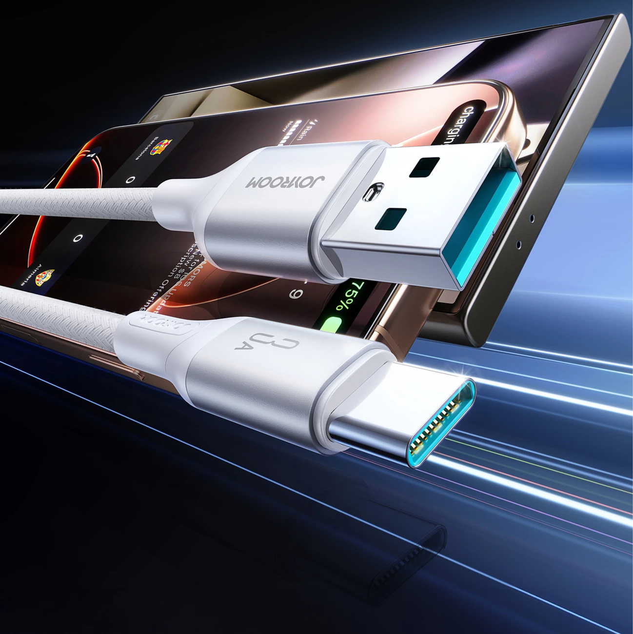 Kabllo Joyroom S-A28 Flash Series USB-A në USB-C, 2m, 3A, Bardhë