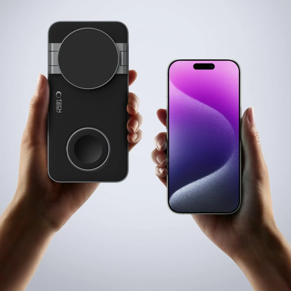 Karikues induktiv 3-në-1 Tech-Protect QI15W-A47 me MagSafe, USB-C, i zi