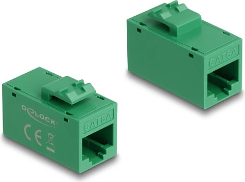 Kuplues Keystone DeLOCK 90640, RJ-45 femër-femër, Cat6a, flat, i gjelbër