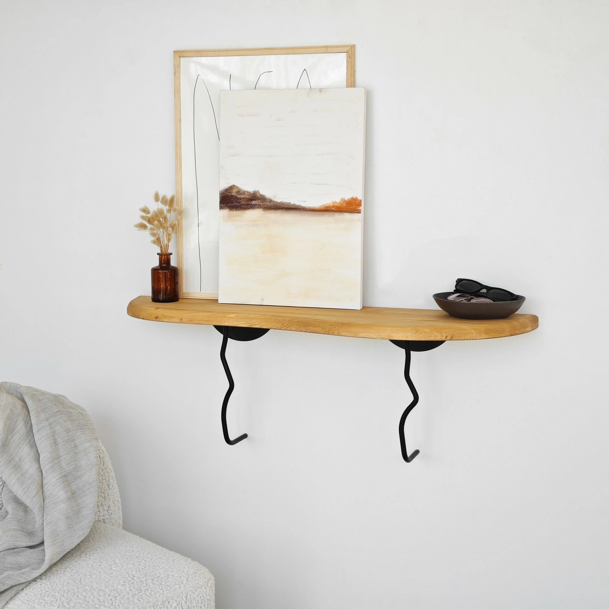 Raft muri Skye Decor, ngjyrë e zezë dhe lis